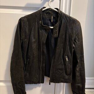 Women’s Leather Jacket Black Biker Motorcycle Lambskin - Line The Label